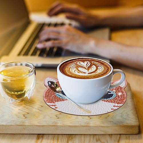 KOMINZZ 8Pcs Diamond Painting Coasters Cat Diamond Art Coasters Kits with Holder DIY Diamond Coasters Diamond Painting Kits Diamond Arts and Crafts for Adults Kids Beginners