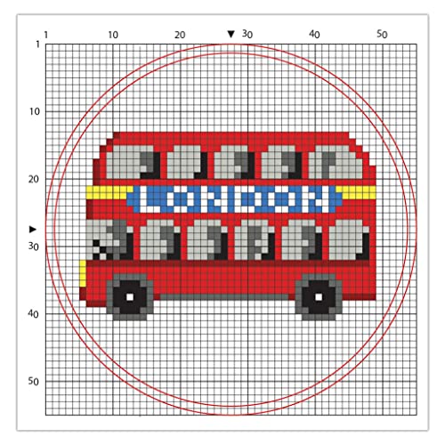 Simply Make docrafts Cross Stitch Hoop Embroidery Kit, Kings Coronation London Bus, DIY Make Your Own Craft Set, for Adults, Older Children, Kids, Beginners, Experienced Crafters, Perfect Hobby