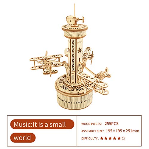 ROKR Wooden Model kit Airplane-Control Tower Model Wooden Puzzle Birthday Gifts For Teens and Adults