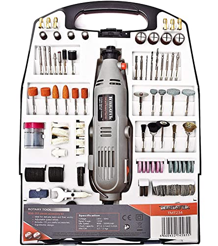 Terratek Rotary Tool Kit 135W with Accessory Set & Storage Case, Variable Speed 8000-33000rpm, Ideal for DIY, Woodwork & Hobby Craft, Dremel Compatible