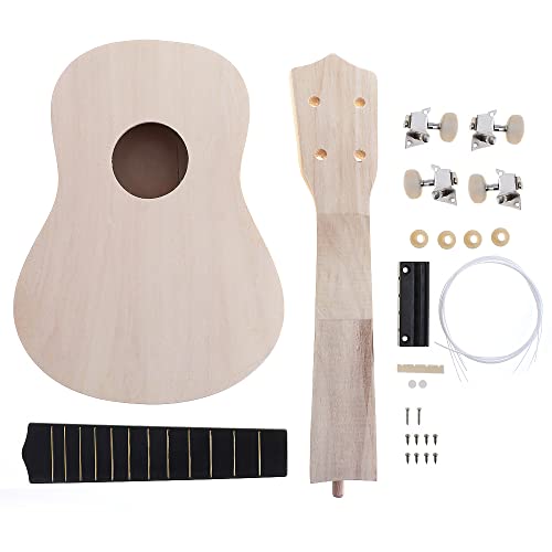 OriGlam 21 Inch DIY Ukulele Kit, Make Your Own Ukulele DIY Kit, Soprano Hawaii Ukulele Kit, Ukulele Hawaii Guitar Handwork Kit with Installation Tools for Kids, Friends, Family, Amateur