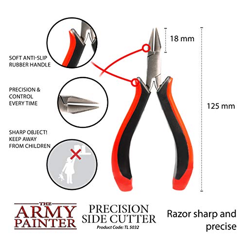 The Army Painter Hobby Tools Precision Side Cutter, Stainless Steel Flush Cutter, Side Snips, for Plastic, Resin and Metal Miniatures, for Tabletop Wargaming and Roleplaying DND Mini Figures