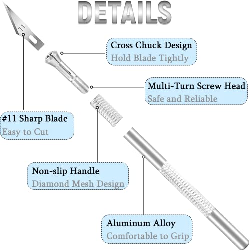 Exacto Knife, Craft Knife, 2 Handles + 12 Spare Replacement Blades Professional Hobby Knife for Phone PC Tablet Drone Repair and DIY Art Work Cutting Caving Knife Sculpture, etc.