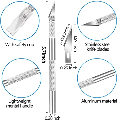 Exacto Knife, Craft Knife, 2 Handles + 12 Spare Replacement Blades Professional Hobby Knife for Phone PC Tablet Drone Repair and DIY Art Work Cutting Caving Knife Sculpture, etc.
