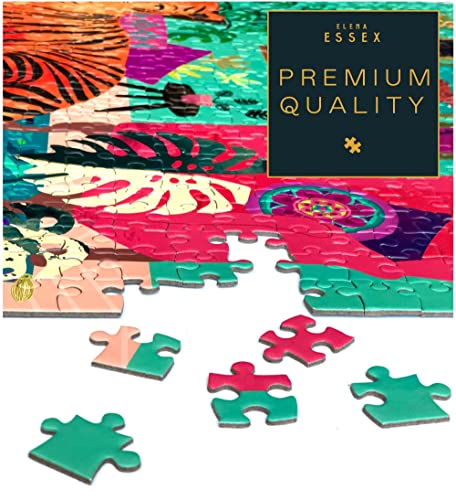 Elena Essex 1000 Piece Jigsaw Puzzles for Adults - Tiger Lounge | Jigsaws 1000 Pieces for Adults | Hobbies for Adults Women | Cat Plants Succulents Puzzle | Puzzle Size 70x50cm