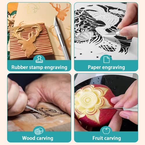 Exacto Knife, Craft Knife, 2 Handles + 12 Spare Replacement Blades Professional Hobby Knife for Phone PC Tablet Drone Repair and DIY Art Work Cutting Caving Knife Sculpture, etc.