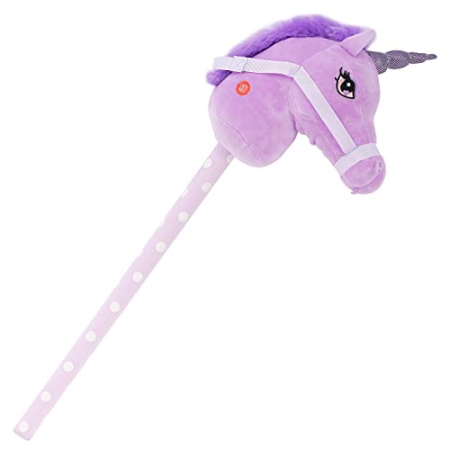Kids Hobby Horse or Unicorn with Galloping Neighing Sounds Childrens Toy (Purple)