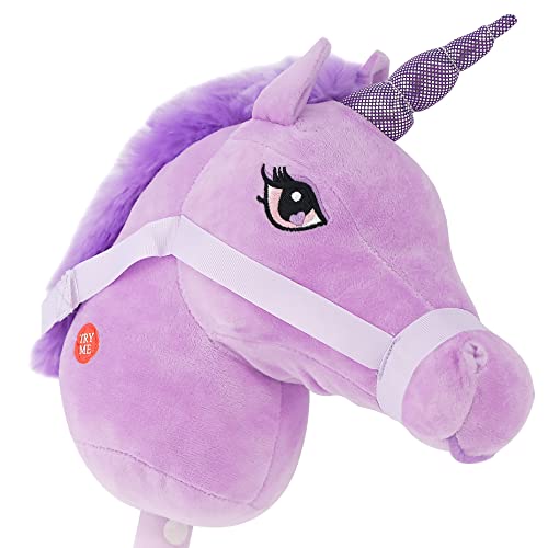 Kids Hobby Horse or Unicorn with Galloping Neighing Sounds Childrens Toy (Purple)