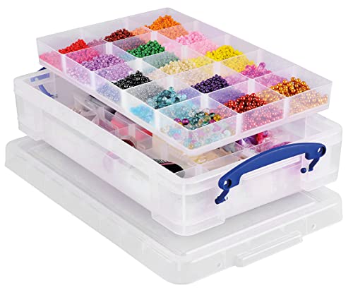 Really Useful Plastic Storage Box 4 Litre Clear with 2 x Hobby Trays