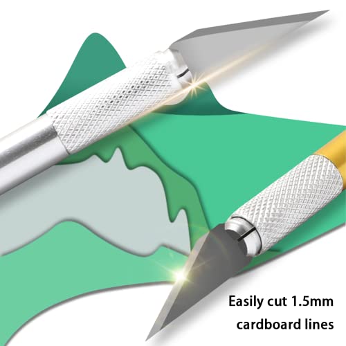 Exacto Knife, Craft Knife, 2 Handles + 12 Spare Replacement Blades Professional Hobby Knife for Phone PC Tablet Drone Repair and DIY Art Work Cutting Caving Knife Sculpture, etc.