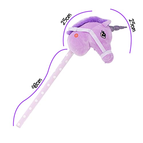 Kids Hobby Horse or Unicorn with Galloping Neighing Sounds Childrens Toy (Purple)