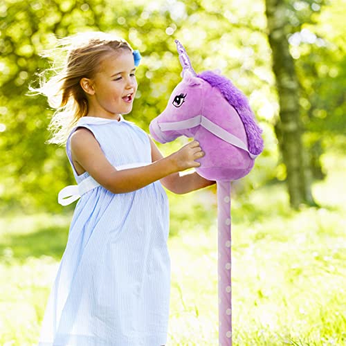 Kids Hobby Horse or Unicorn with Galloping Neighing Sounds Childrens Toy (Purple)