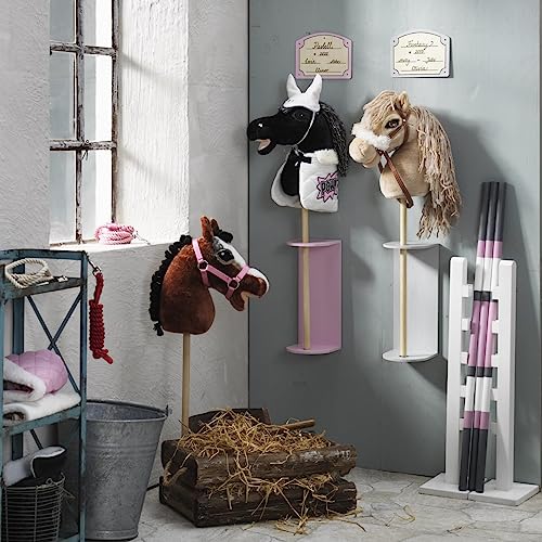 Panduro Hobby Horse Outfit Set, Wool Collar Blanket + Nylon Halter Bridle with Metal Buckles + Horse Ear Net Cover for Plush Horses, White