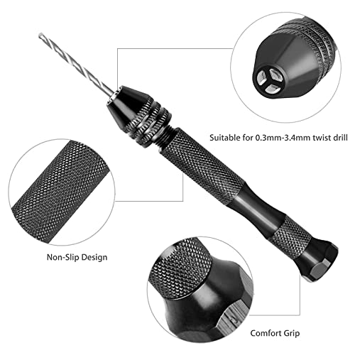 49 Pcs Precision Pin Vise Hobby Drill Hand Drill Bits Set Mini Twist Hand Drill Tool with Keyless Chuck and Twist Drills Rotary Bits for Model Making, Epoxy Resin Arts Crafts