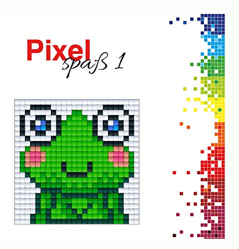 Pracht Creatives Hobby P90026-00505 Fun Craft Set Frog Pixel Image on Base Plate Boys and Girls as a Small Gift, Bag for Children's Birthday Parties, Colourful
