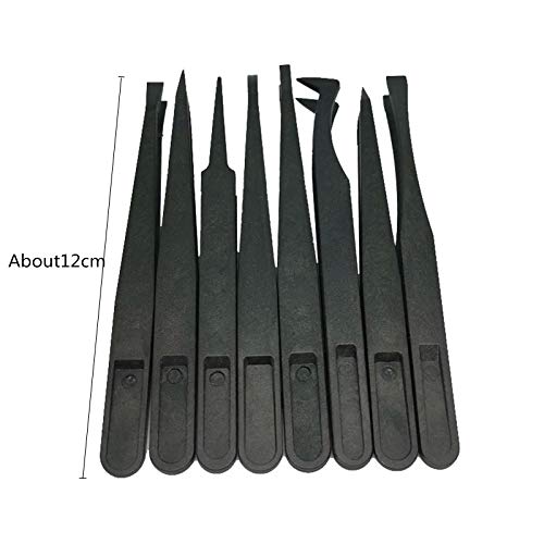 8 Pieces Tweezers Plastic Anti-Static Tweezers for Electronics Jewelry-Making Laboratory Work Repairing Hobbies