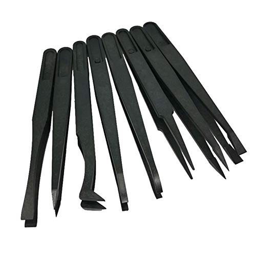 8 Pieces Tweezers Plastic Anti-Static Tweezers for Electronics Jewelry-Making Laboratory Work Repairing Hobbies