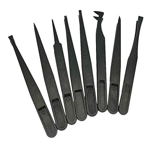 8 Pieces Tweezers Plastic Anti-Static Tweezers for Electronics Jewelry-Making Laboratory Work Repairing Hobbies
