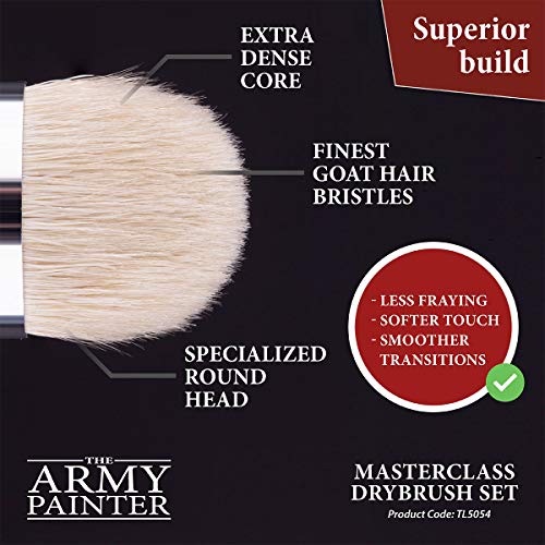 The Army Painter Masterclass Drybrush Set, 3 Sizes Hobby Drybrushes, Goat Hair Brush Set: 15mm Mighty Drybrush, 12mm Moderate Drybrush, 7mm Miniature Drybrush For Tabletop Roleplaying