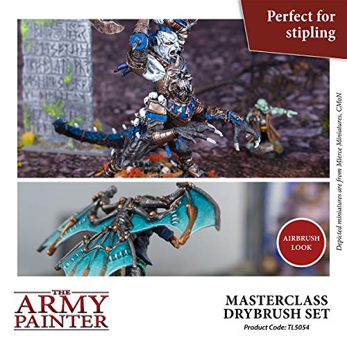 The Army Painter Masterclass Drybrush Set, 3 Sizes Hobby Drybrushes, Goat Hair Brush Set: 15mm Mighty Drybrush, 12mm Moderate Drybrush, 7mm Miniature Drybrush For Tabletop Roleplaying