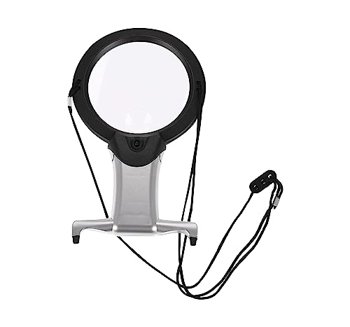 Neez Magnifying Glass with Light and Stand - Large Hands Free Magnifier for Hobbies, Reading Books - Magnifying Glasses for Jewellers & Crafting Work
