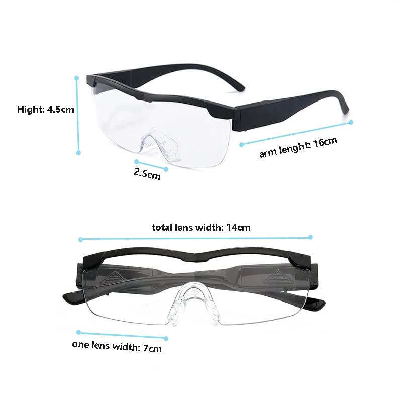 Hands-Free Magnifier Eyeglasses with 2 LED Lights - Lightweight & Comfortable 2.5X Magnifying Glass with Light for Close Work, Crafts, Repairing Hobbies Reading Eyewear