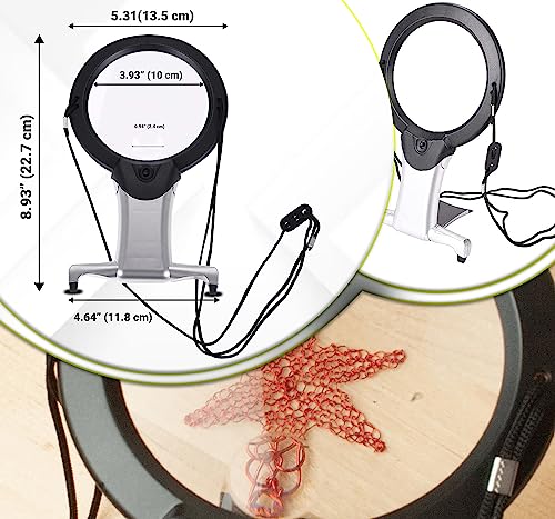 Neez Magnifying Glass with Light and Stand - Large Hands Free Magnifier for Hobbies, Reading Books - Magnifying Glasses for Jewellers & Crafting Work