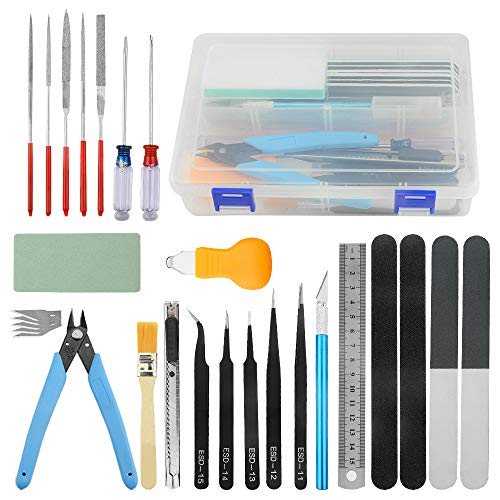 BGTXINGI 28PCS Modeler Basic Tools Craft Set Gundam Model Tools Kit with Plastic Box Hobby Model Assemble Building Repairing and Fixing DIY Craft Kit