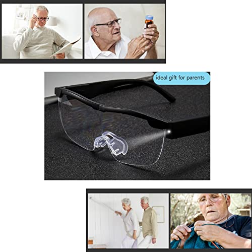 Hands-Free Magnifier Eyeglasses with 2 LED Lights - Lightweight & Comfortable 2.5X Magnifying Glass with Light for Close Work, Crafts, Repairing Hobbies Reading Eyewear