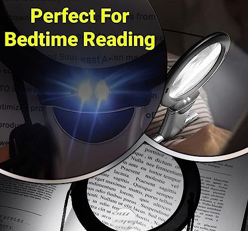 Neez Magnifying Glass with Light and Stand - Large Hands Free Magnifier for Hobbies, Reading Books - Magnifying Glasses for Jewellers & Crafting Work