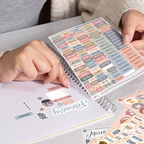 colortouch Planner Stickers - 1500+ Pcs Monthly, Weekly, Daily Sticker Set 16 Sheets - Scrapbook Stickers Collection for Calendar, Organizer, Journals - Essential Seasonal Planner Accessories