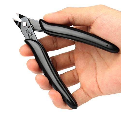 BOENFU Flush Cutter 2 Pack Cable Tie Cutters Small Wire Cutters 5 Inch Precision Wire Clippers Hobby Snips Side Cutting Pliers for Jewelry Making, Electronics, Black