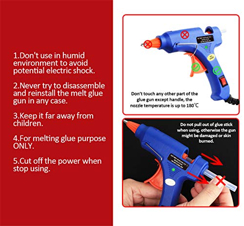 ilauke Hot Glue Gun, 20W Mini Heating Hot Melt Glue Gun with Sticks(60pcs 100mm) ON-Off Switch for DIY Arts, Hobby, Crafts, Home Repairs, Fabric, Metal, Wood, Glass, Card, Plastic