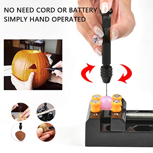 37PCS Mini Hand Drill Set for Crafts, Pin Vise Precision Twist Drill Bits with Mini Drill Press Vise, Manual Drill Set for Craft Carving Models Hobby DIY, 0.5-3mm Drilling Bits & 0.3-1.2 mm PCB Drill