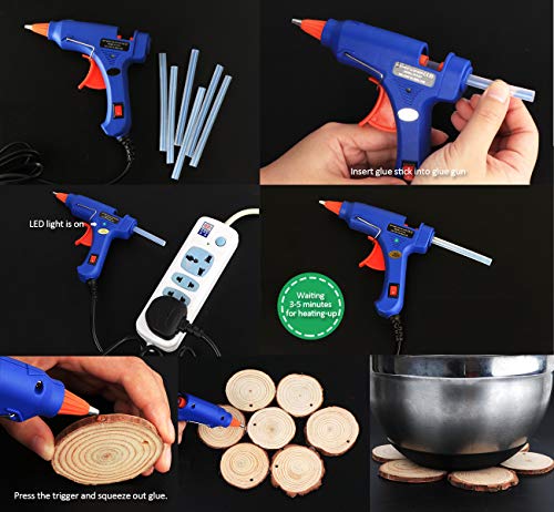 ilauke Hot Glue Gun, 20W Mini Heating Hot Melt Glue Gun with Sticks(60pcs 100mm) ON-Off Switch for DIY Arts, Hobby, Crafts, Home Repairs, Fabric, Metal, Wood, Glass, Card, Plastic