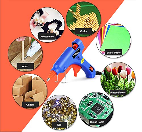 ilauke Hot Glue Gun, 20W Mini Heating Hot Melt Glue Gun with Sticks(60pcs 100mm) ON-Off Switch for DIY Arts, Hobby, Crafts, Home Repairs, Fabric, Metal, Wood, Glass, Card, Plastic