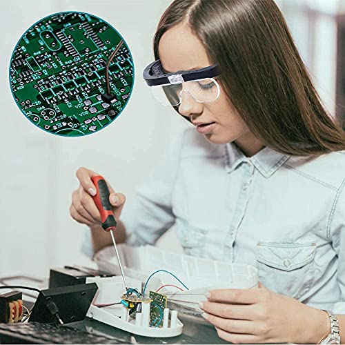 Head Magnifier Glasses with 2 Led Lights, USB Rechargeable Led Magnifying Glass Eyeglasses Hands Free for Hobbies Reading Craft Close Work, 4 Detachable Lenses 1.5X, 2.5X, 3.5X, 5X Magnification