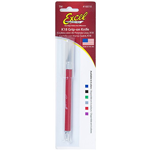 Excel 16024 Blades Soft Grip Hobby Knife, K18 with Safety Cap, American Made Light Duty Craft Knife (Red)