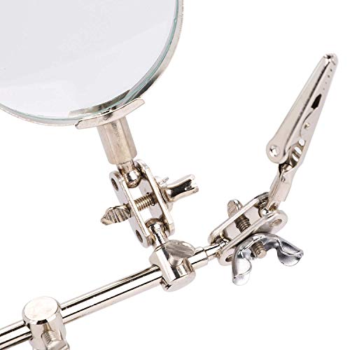 5X Magnifying Glass with Stand Hands Free Magnifying Glass Magnifier Stand with Clamps and Clips Free Standing Magnifying Glass for Desk Hobbies Iron Soldering Sewing Crafts Electronic Watch Repair