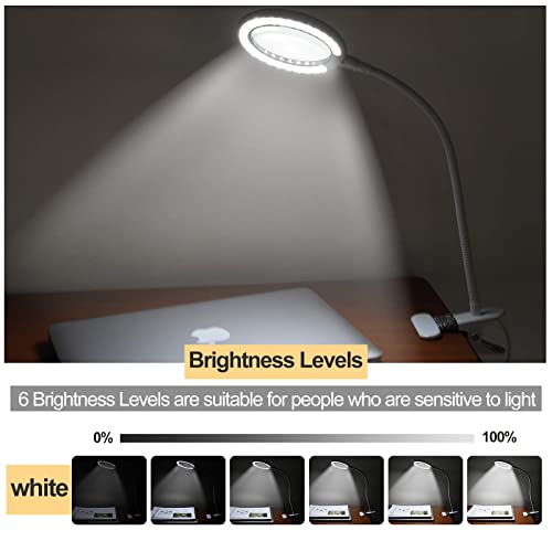 Magnifying Lamp with Light,Clip Magnigying Glass with Light and Stand,Handsfree Magnifier with Clamp for Craft Reading Sewing Hobbies Handicrafts