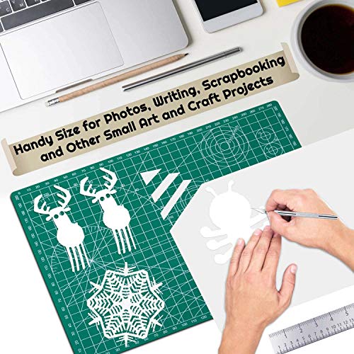 Self Healing Sewing Mat, Anezus Rotary Cutting Mat Double Sided 5-Ply Craft Cutting Board for Sewing Crafts Hobby Fabric Precision Scrapbooking Project 9" x 12"(A4)