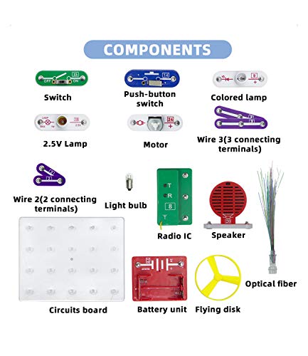 VFENG W39 Beginner Circuit Kits for Kids,Circuit Experiment Science Kits, Electronics Explorations Kits , Educational STEM Kit for Kids Ages 5-9 boys and girls