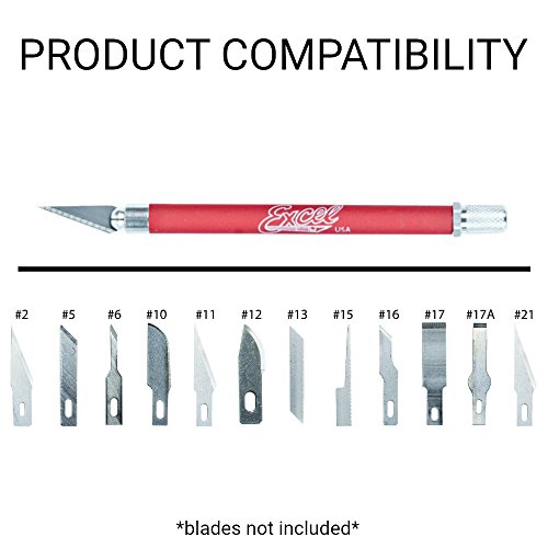Excel 16024 Blades Soft Grip Hobby Knife, K18 with Safety Cap, American Made Light Duty Craft Knife (Red)
