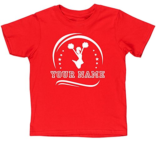 Hippowarehouse Personalised Cheerleader Kids Short Sleeve t-Shirt Red