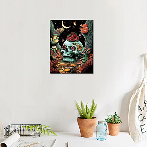 TISHIRON Paint by Numbers for Adults Skull Mushroom Paint by Numbers Rose Moon Digital Painting, Butterfly Plant Paint by Numbers for Children, Canvas Numbers for Home Decor 16x20 Inch, Frameless