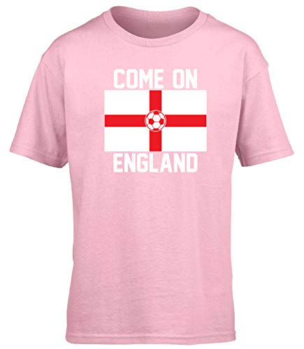 Hippowarehouse Come on England Football Flag Kids Children's Short Sleeve t-Shirt Pink