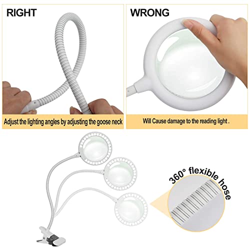 Magnifying Lamp with Light,Clip Magnigying Glass with Light and Stand,Handsfree Magnifier with Clamp for Craft Reading Sewing Hobbies Handicrafts