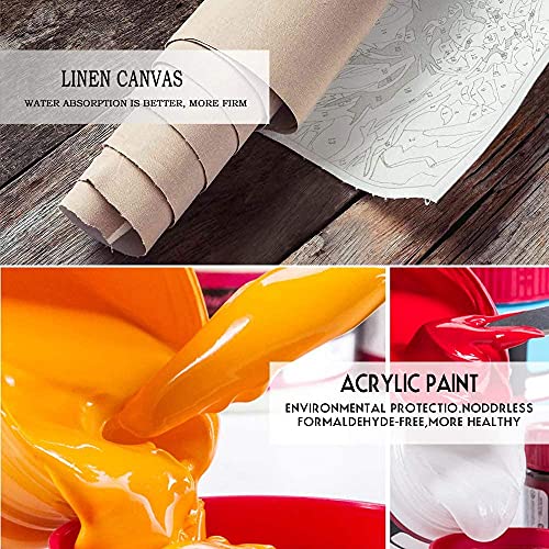 TISHIRON Paint by Numbers for Adults Skull Mushroom Paint by Numbers Rose Moon Digital Painting, Butterfly Plant Paint by Numbers for Children, Canvas Numbers for Home Decor 16x20 Inch, Frameless