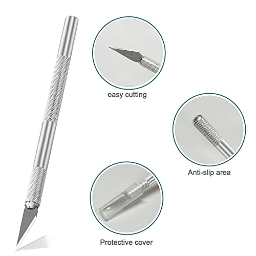 34 PCS Precision Carving Craft Hobby Knife Set and A4 Cutting Mat Set,Art Blade Cutting Exacto Knives Cutting Rulers Tools for Paper,Modelling,Quilting,Sewing,Scrapbook,Fabric