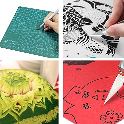 34 PCS Precision Carving Craft Hobby Knife Set and A4 Cutting Mat Set,Art Blade Cutting Exacto Knives Cutting Rulers Tools for Paper,Modelling,Quilting,Sewing,Scrapbook,Fabric